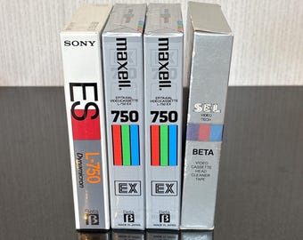 Sony Maxell BEtamax L 750 Videokassette Blanko Tapes Versiegelt Lot von 3 Tapes + 1 Head Cleaner