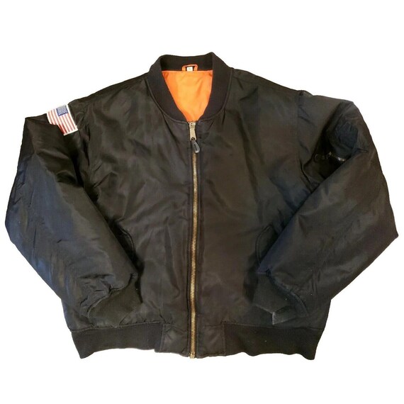 ヴィンテージ MA 1 フライトジャケット メンズ L ブラック オレンジ