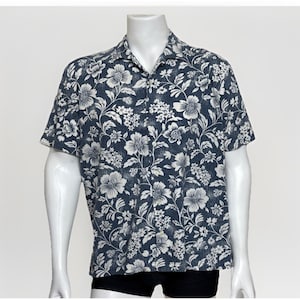 Polo Ralph Lauren Vintage de los 90, camisa de cuello con lazo para hombre, talla L, azul, de punto floral, estilo golf.