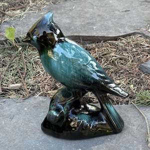 Vtg Blue Mountain Pottery Cardinal Bird Figurine MCM Drip Glazed Ceramic Canada