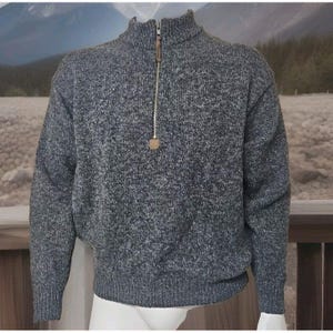 Vtg Pendleton Outdoorsman Sweater Mens M Gray Rag 100% Virgin Wool 1/2 Zip USA