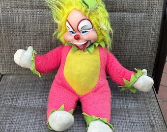 Vintage 60s Bozo the Clown Knickerbocker Rubber Face Blue Plush