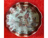Antique Geisha Girl Bowl, Imari Fluted Bowl, Japanese Geisha girl bowl, Imari fluted bowl, 19th Century Imari bowl, Red gold oriental bowl