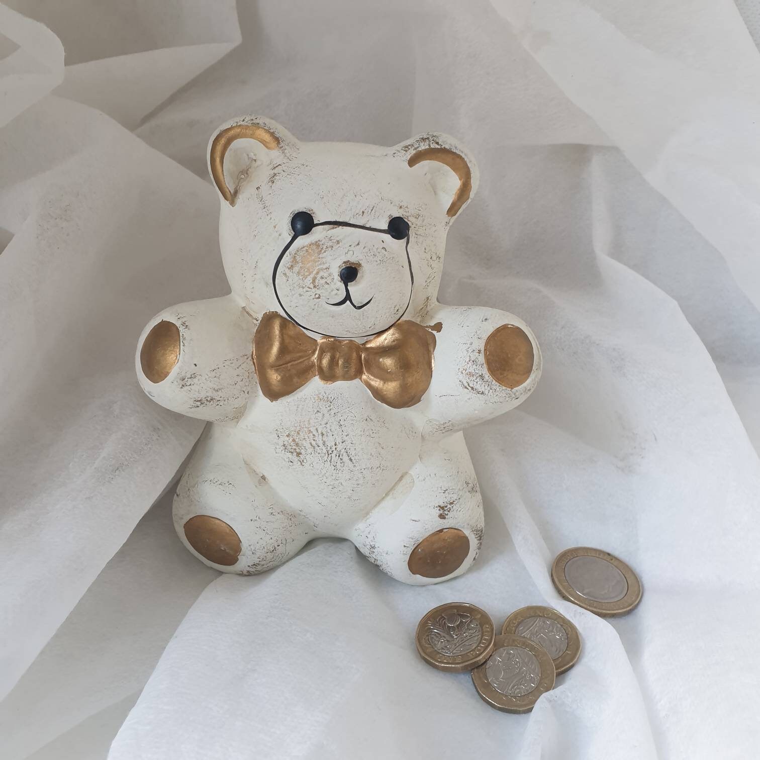 Vintage Ceramic Teddy Bear Money Box Shabby Chic Teddy Bear Etsy