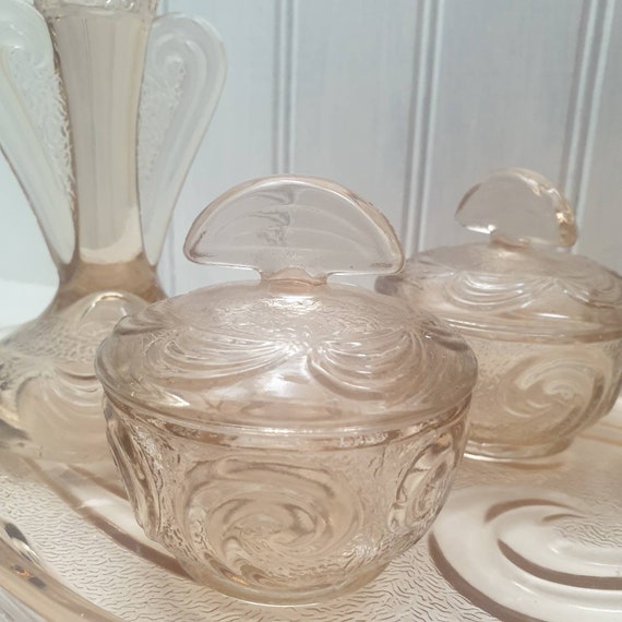 Amber Glass Vanity Set, Art Deco Amber Glass Dressing… Gem