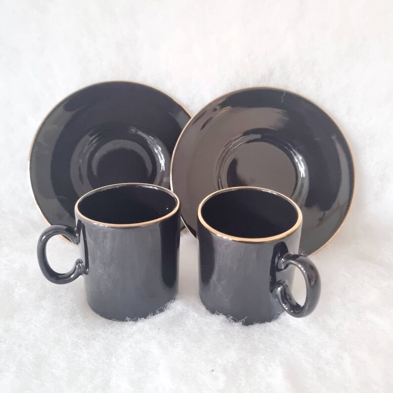 VINTAGE Hornsea Nescafe Black Espresso Cups and Saucers Etsy