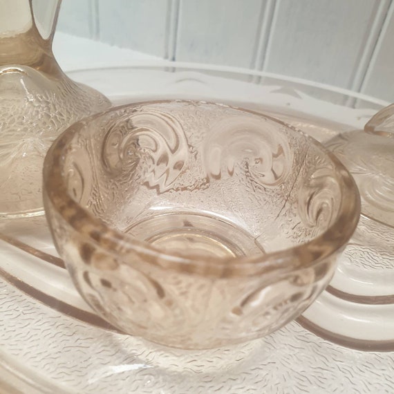 Amber Glass Vanity Set, Art Deco Amber Glass Dressing… Gem