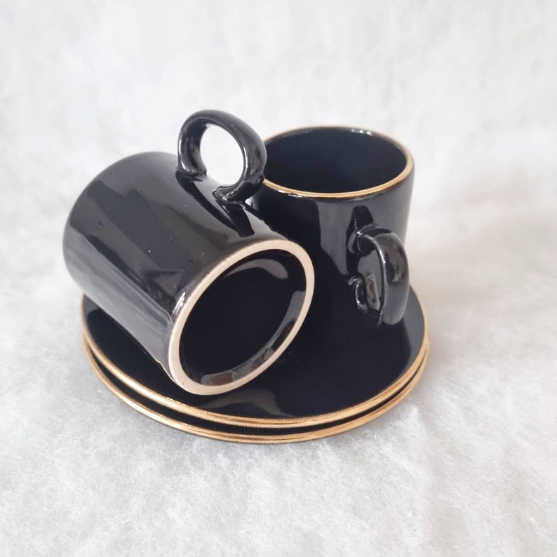 VINTAGE Hornsea Nescafe Black Espresso Cups and Saucers Etsy