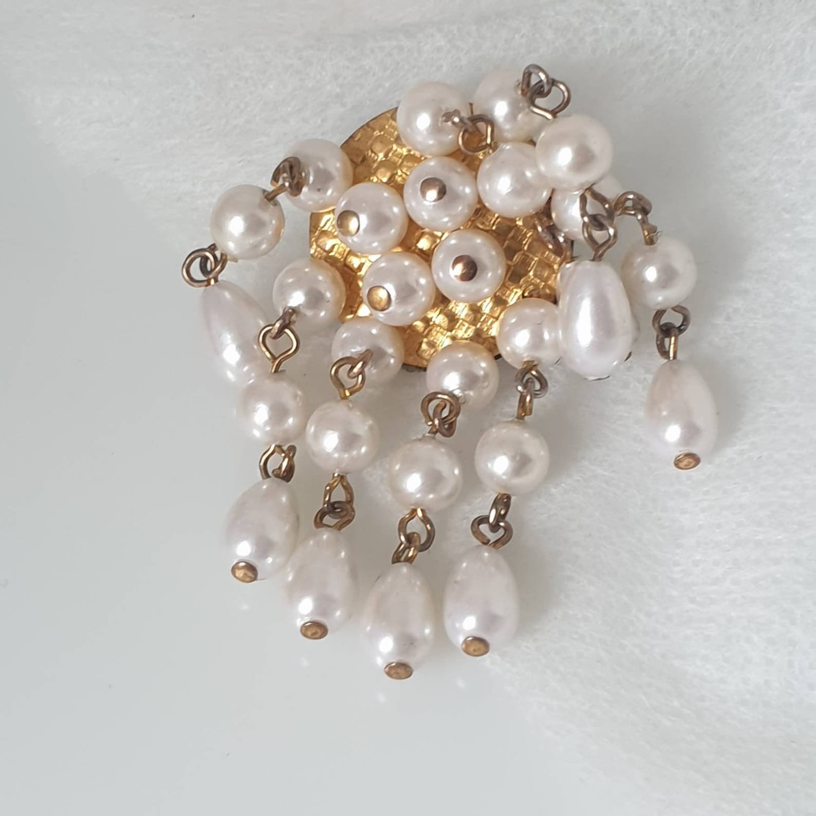 Vintage Faux Pearl Dangle Brooch Pearl Cluster Costume Etsy
