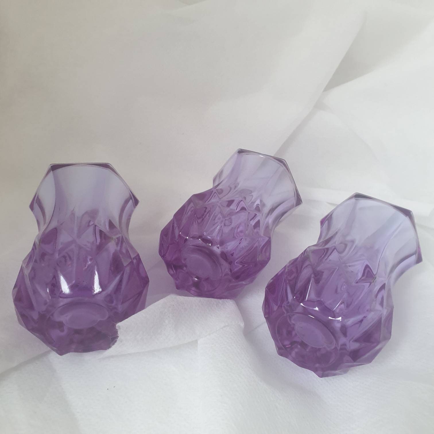 Vintage Amethyst Depression Glass vases 3 Small Purple Etsy