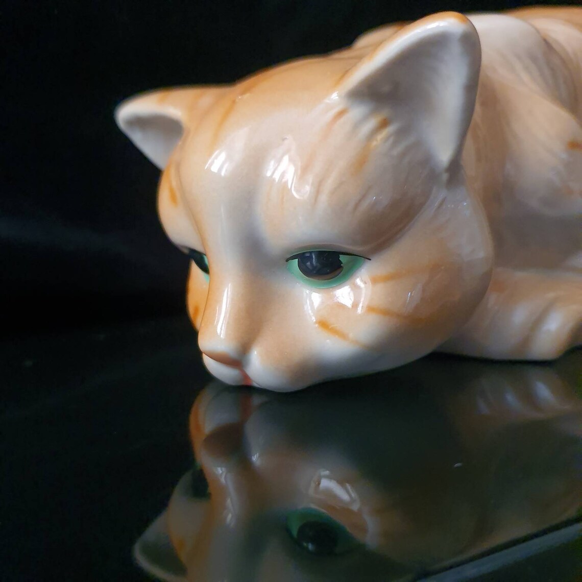 Vintage Cat figurine Ginger cat figurine Cat Statue crazy Etsy