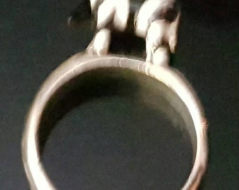 zoo jewelry Vintage Zebra ring in silver tone Silver zoo animal ring cute Zebra ring