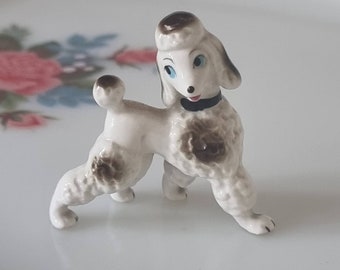 Vintage Miniature Porcelain Poodle Dog Figurine 1950s , Kitsch Poodle Dog Figurine, Mid Century Poodle dog Miniatures