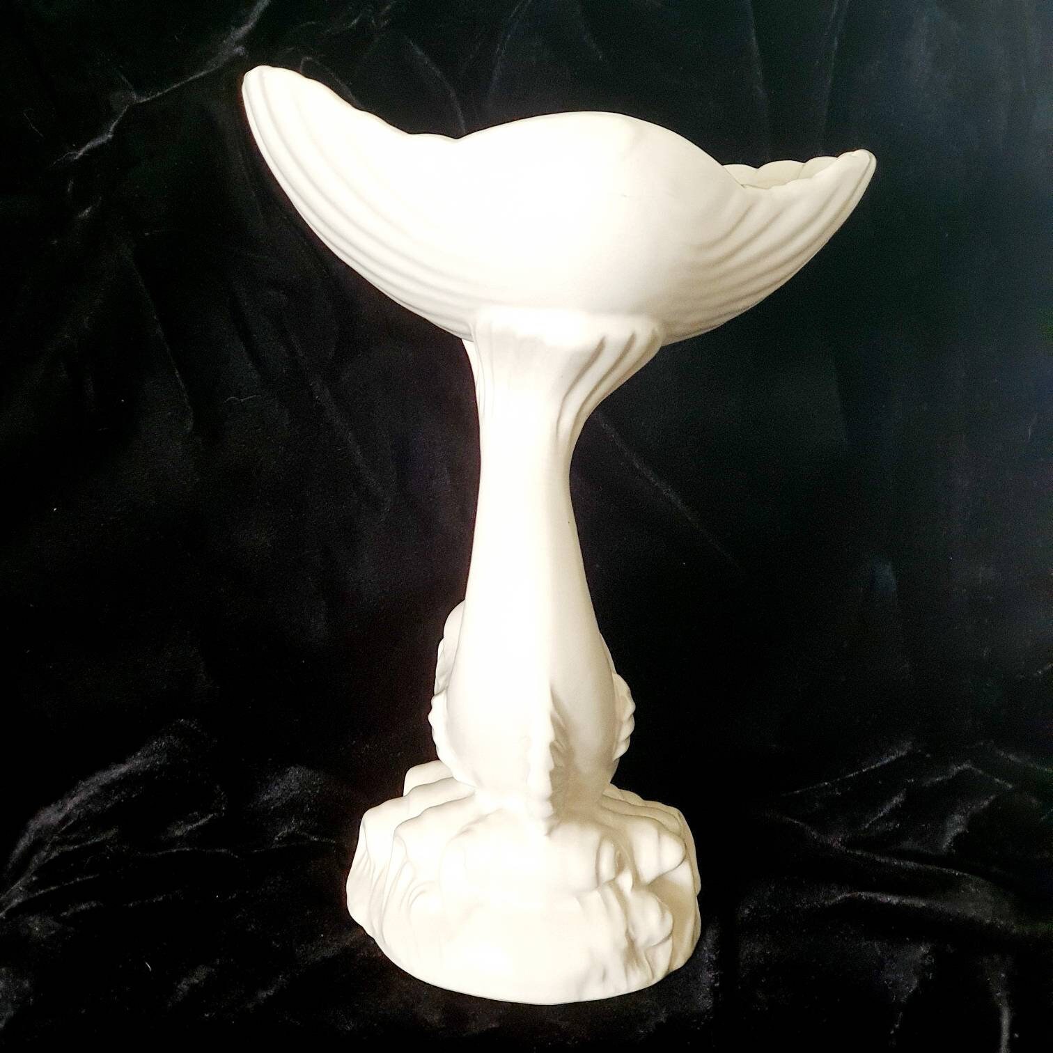 Vintage White Dolphin Pedestal Shell Bowl Pedestal Fish Bowl Etsy