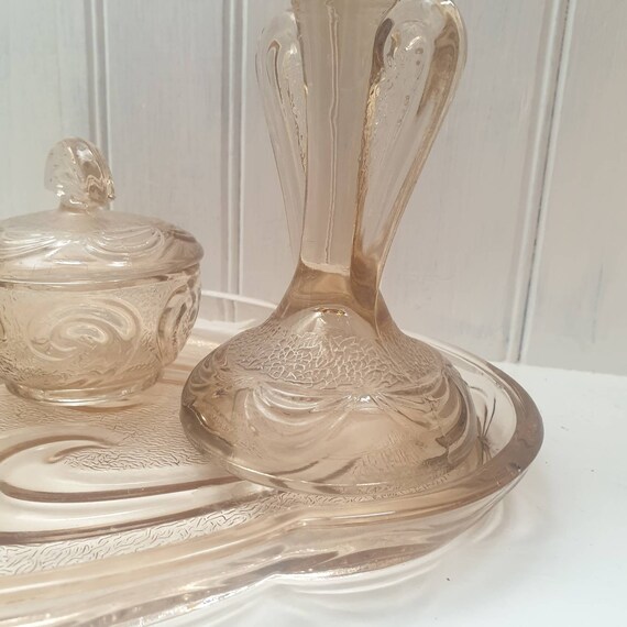 Amber Glass Vanity Set, Art Deco Amber Glass Dressing… Gem