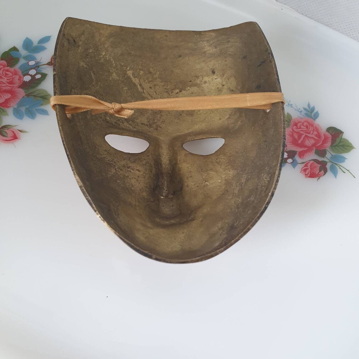 Vintage Enamel Brass Hanging Wall Face Mask Solid Brass Face Etsy