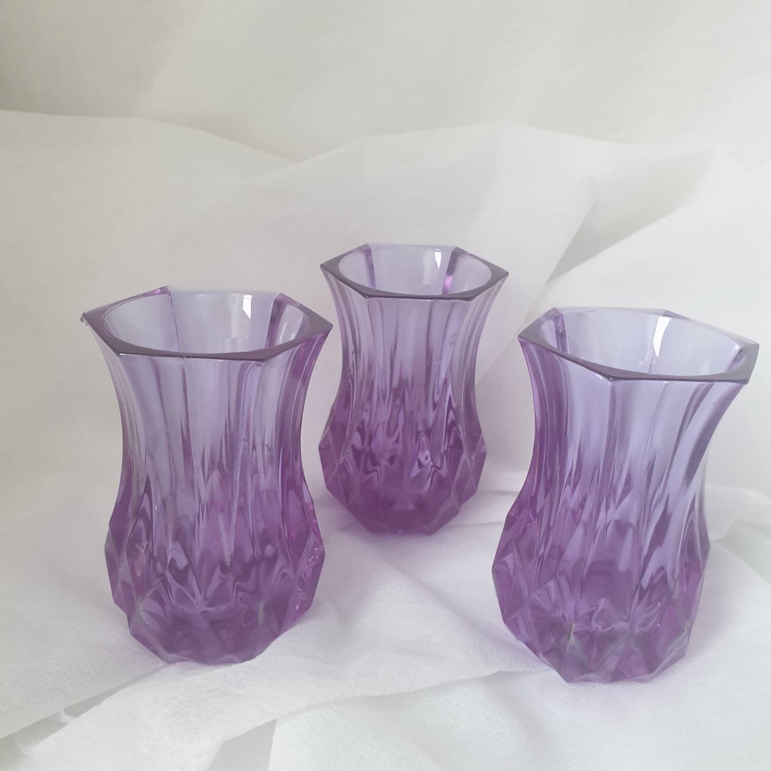 Vintage Amethyst Depression Glass vases 3 Small Purple | Etsy