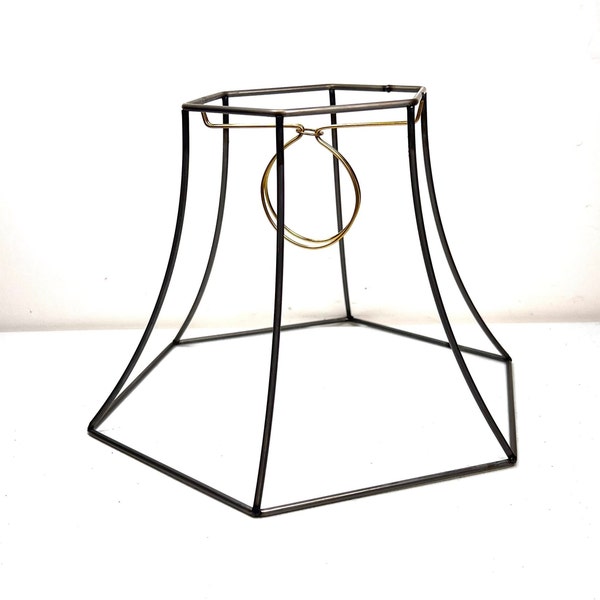 DIY Lampshade Frame Wire Shade Frame CLIP ON Lamp Shade Hexagon Bell Shape Lampshade Kit 5" Top Dia, 10" Bottom Dia, 7" Tall Along Side