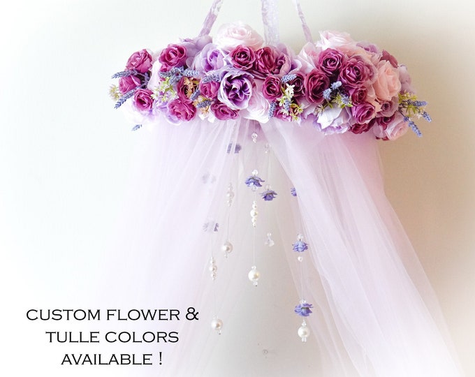 Hangs From Ceiling Round Canopy Backdrop Floral Crib Canopy Etsy