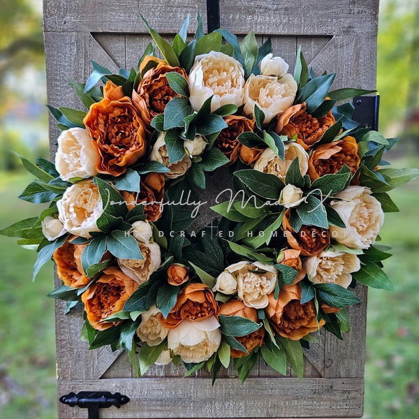 Best Seller Wreath for Fall, Peony Wreath, Fall Wreaths for Front Door Outside, Autumn Wreath