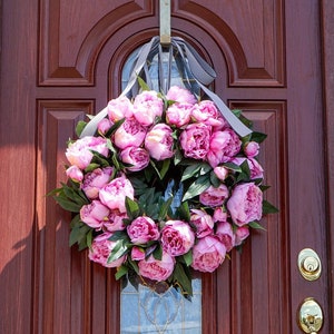 Spring Peony Wreath, Valentine&#39;s Day wreath, Front Door Wreaths, Spring/Summer Wreath for Front Door, Pink Peony Wreaths, Summer Wreath