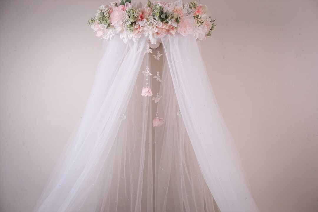 Attaches to Wall Canopy,bed Crown,floral Canopy Tie Backs,backdrop,crib