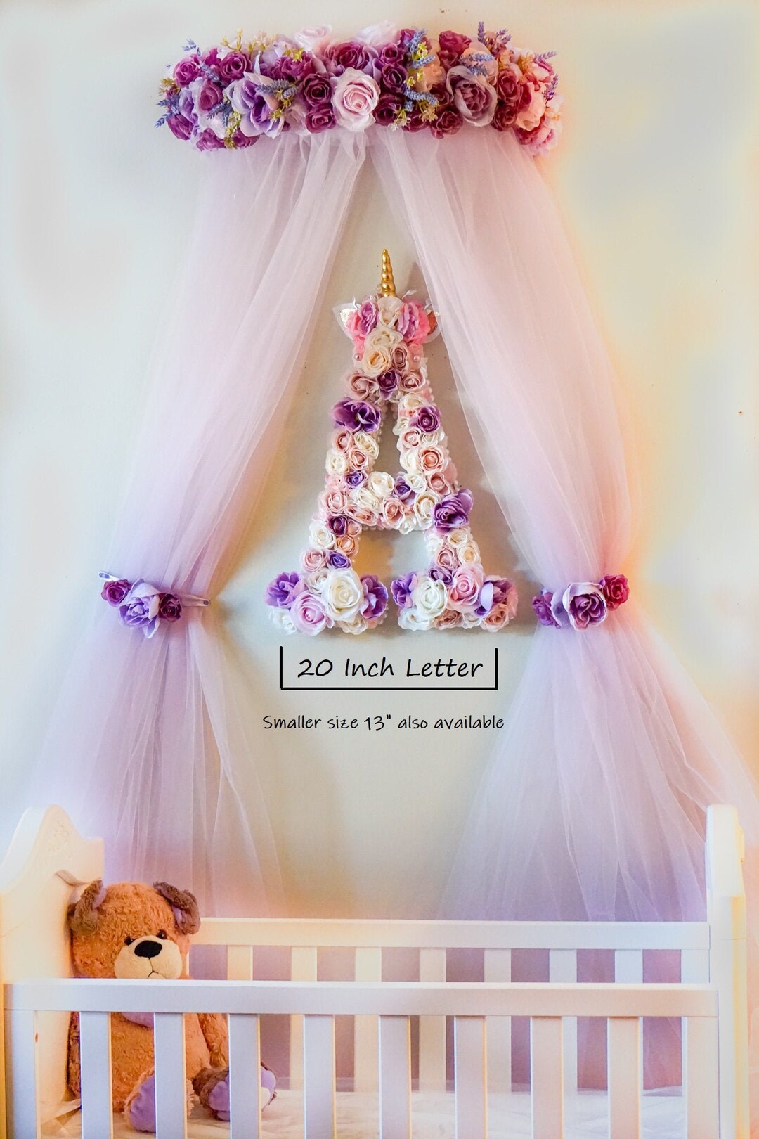 Attaches to Wall Canopy,bed Crown,floral Canopy Tie Backs,purple