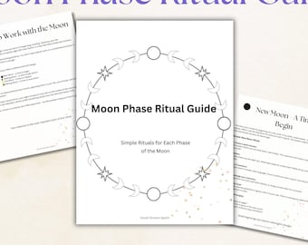 Guía imprimible de rituales de las fases lunares, rituales de luna nueva y luna llena, autocuidado del ciclo lunar, PDF imprimible espiritual