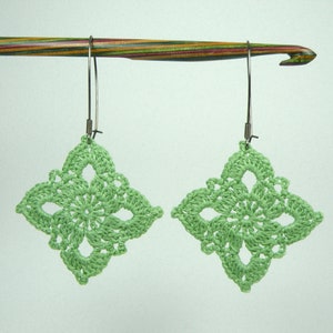 Boho Earrings. Lace Diamond Crochet Earrings. Chandelier Earrings zdjęcie 1