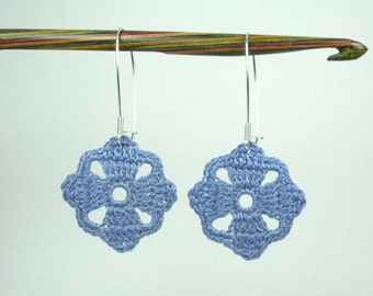 Boho Earrings. Dogwood Flower Crochet Earrings. Long Earrings!