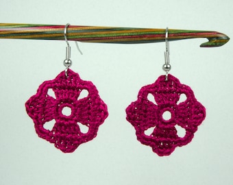 Boho Earrings. Dogwood Flower Crochet Earrings. Dangle Earrings!