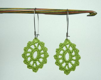 Boho Earrings. Lace Oval Crochet Earrings. Long Earrings!