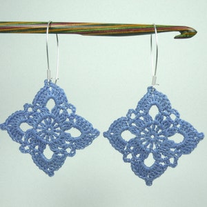 Boho Earrings. Lace Diamond Crochet Earrings. Chandelier Earrings zdjęcie 6