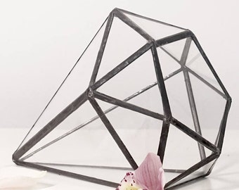 Geometric terrarium container, Diamond glass holder, Plant holder, Weeding decor, Succulent holder, Airplant holder, Glass Centerpiece,