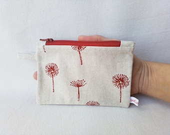zip cotton pouch with dandelions