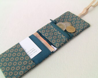 foldable wallet with small flowers on green