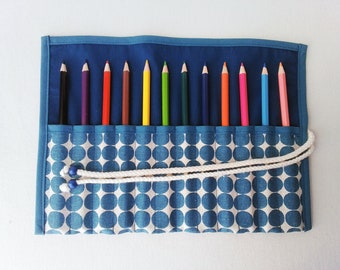 pencils rollup case with big dots motif