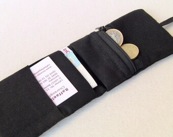 foldable wallet made of black linen