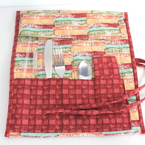 Roll Up Zero Waste Garden Flower Print Travel Utensil Pouch