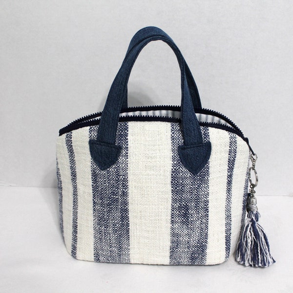 Handmade Purse Swoon Lola Made with Woven Cotton and Upcycled Denim
