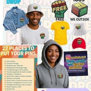 Juneteenth Pin Set, I love us, FREE WE OUTSIDE, 1865.Black Pride, Afrocentric, Liberation Fist, Heart, Pan African History, Culture Pins