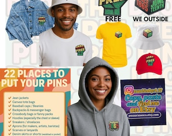 Juneteenth Pin Set, I love us, FREE WE OUTSIDE, 1865.Black Pride, Afrocentric, Liberation Fist, Heart, Pan African History, Culture Pins