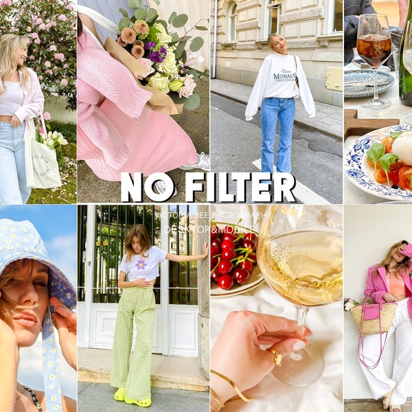 25 Lightroom Presets No Filter, Instagram Preset, Natural Lightroom Presets, Blogger Presets, natural tone neutral clean filter vsco