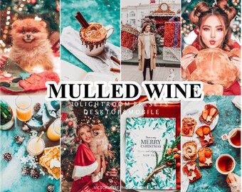 10 Christmas Lightroom Presets Mulled Wine, Winter Lightroom mobile Presets, Desktop Presets, Blogger Holiday Preset