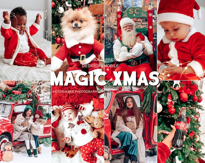 15 Festive Presets MAGIC XMAS, Christmas Presets, Winter Holiday Filter, Blogger Presets for Instagram, Bright Vibrant Presets