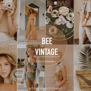 5 Mobile Lightroom preset BEE VINTAGE / Instagram preset / Lightroom Mobile Influencer Preset For Bloggers, Photo Editing, warm filter image 1