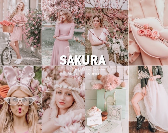 5 Lightroom Mobile Presets SAKURA Spring Mobile Lightroom Preset Soft Cohesive Instagram Aesthetic Warm Presets