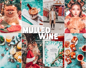 10 Christmas Lightroom Presets Mulled Wine, Winter Lightroom mobile Presets, Desktop Presets, Blogger Holiday Preset