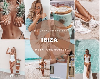 10 Mobile Lightroom Presets IBIZA, Tanned Summer Presets For Bloggers, Lifestyle Beach Instagram Filter