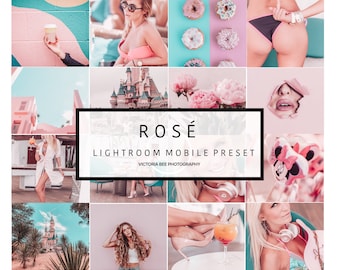 5 Mobile Lightroom Preset ROSE, Pink Instagram Photo Preset for Bloggers, Influencer Photo Editing